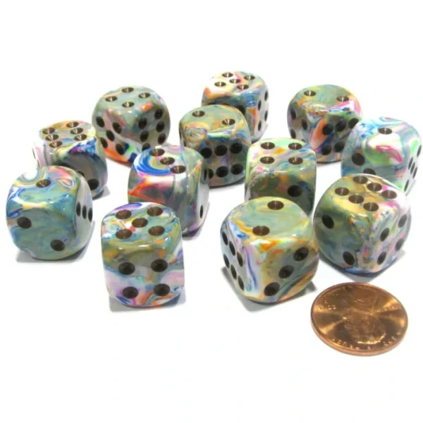 Festive 16mm D6 Chessex Dice Block (12 Dice) - Vibrant with Brown Pips - Your Source for Gaming Essentials Hot