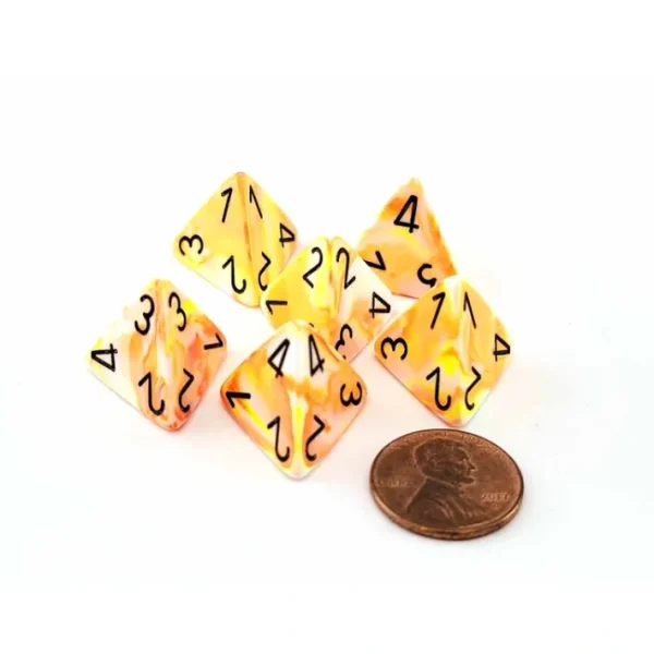 Festive 18mm D4 Chessex Dice, 6 Pieces - Sunburst with Black Numbers - Your Source for Gaming Essentials Best Sale