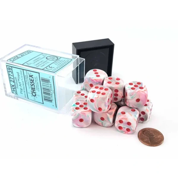 Festive 16mm D6 Chessex Dice Block (12 Die) - Pop Art with Red Pips - Your Source for Gaming Essentials Fashion