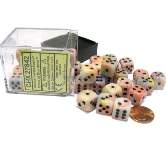 Festive 12mm D6 Chessex Dice Block (36 Dice) - Circus with Black Pips - Your Source for Gaming Essentials Store