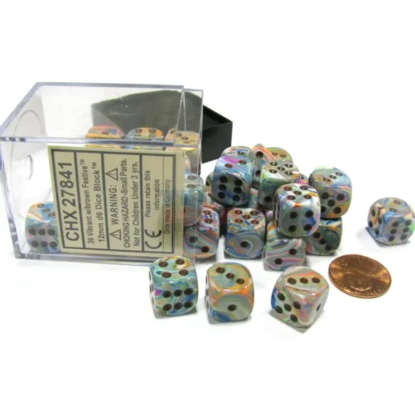 Festive 12mm D6 Chessex Dice Block (36 Dice) - Vibrant with Brown Pips - Your Source for Gaming Essentials Best Sale