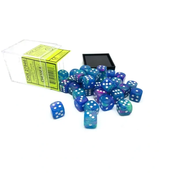 Festive 12mm D6 Chessex Dice Block (36 Dice) - Waterlily with White Pips - Your Source for Gaming Essentials Cheap