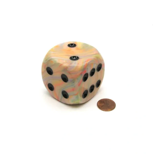 Festive 50mm Huge Large D6 Chessex Dice, 1 Piece - Circus with Black Pips - Your Source for Gaming Essentials Outlet