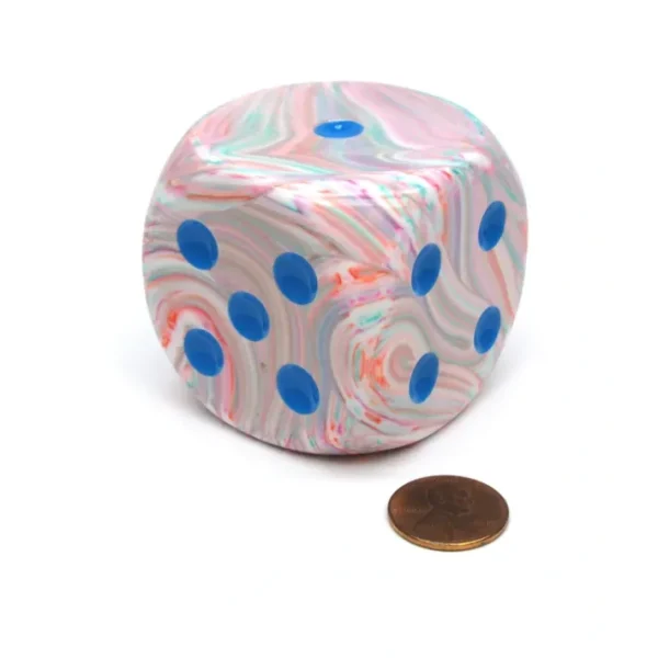 Festive 50mm Huge Large D6 Chessex Dice, 1 Piece - Pop Art with Blue Pips - Your Source for Gaming Essentials Best Sale