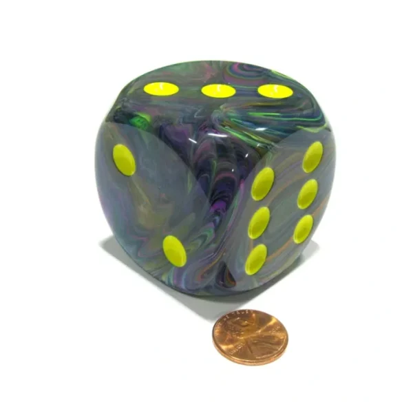 Festive 50mm Huge Large D6 Chessex Dice, 1 Piece - Rio with Yellow Pips - Your Source for Gaming Essentials New