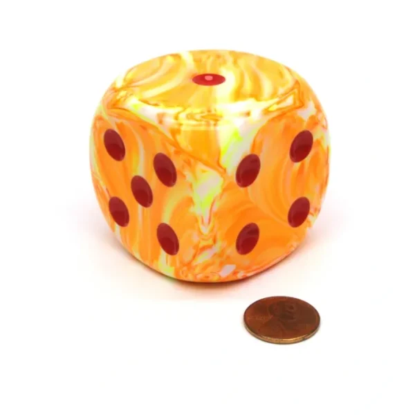 Festive 50mm Huge Large D6 Chessex Dice, 1 Piece - Sunburst with Red Pips - Your Source for Gaming Essentials Cheap