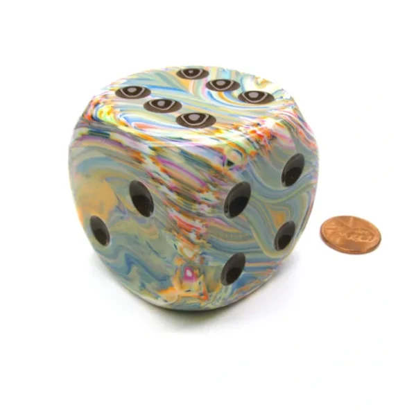 Festive 50mm Huge Large D6 Chessex Dice, 1 Piece - Vibrant with Brown Pips - Your Source for Gaming Essentials Outlet