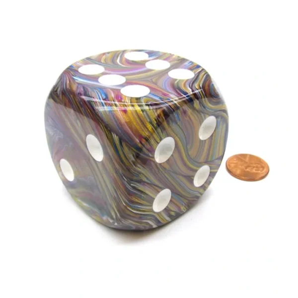 Festive 50mm Huge Large D6 Chessex Dice, 1 Piece - Carousel with White Pips - Your Source for Gaming Essentials Hot