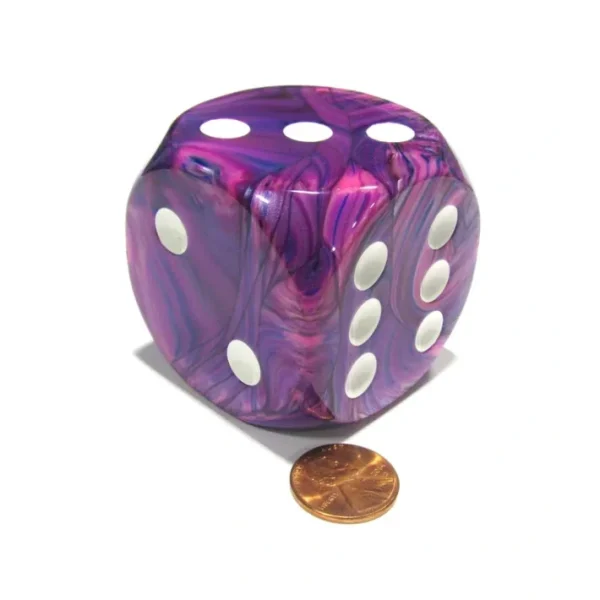 Festive 50mm Huge Large D6 Chessex Dice, 1 Piece - Violet with White Pips - Your Source for Gaming Essentials Flash Sale