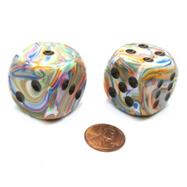 Festive 30mm Large D6 Chessex Dice, 2 Pieces - Vibrant with Brown Pips - Your Source for Gaming Essentials Fashion