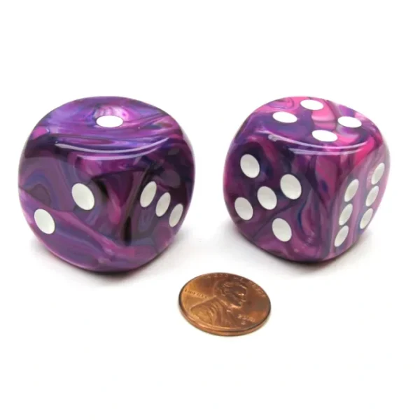 Festive 30mm Large D6 Chessex Dice, 2 Pieces - Violet with White Pips - Your Source for Gaming Essentials Fashion