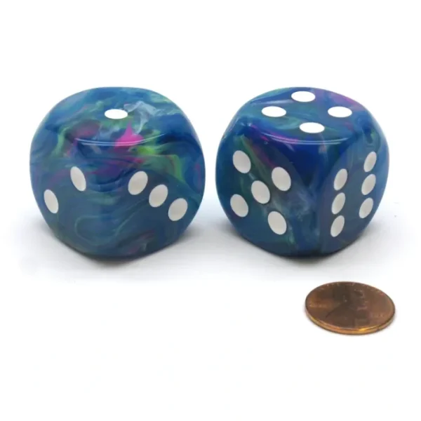 Festive 30mm Large D6 Chessex Dice, 2 Pieces - Waterlily with White Pips - Your Source for Gaming Essentials New