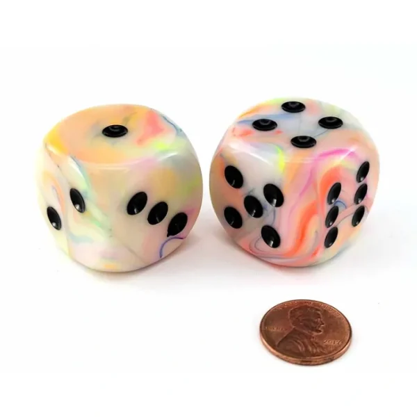Festive 30mm Large D6 Chessex Dice, 2 Pieces - Circus with Black Pips - Your Source for Gaming Essentials Fashion