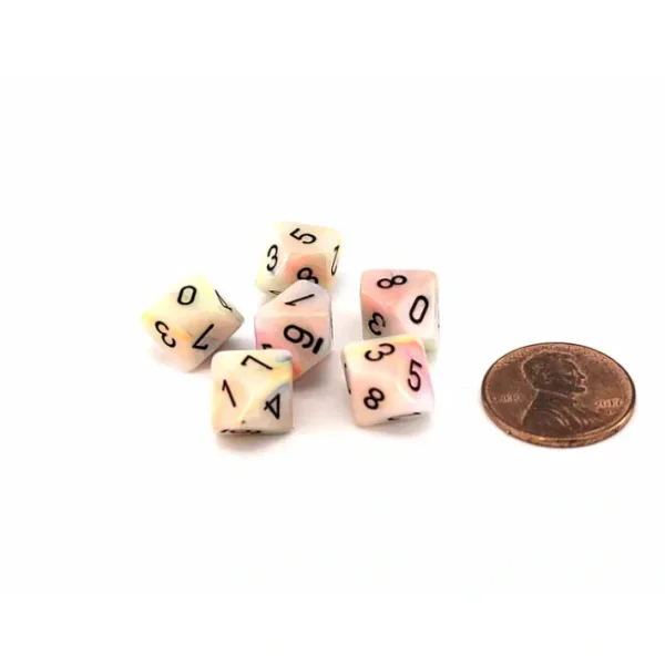 Festive 10mm Mini 10 Sided D10 Dice, 6 Pieces - Circus with Black Numbers - Your Source for Gaming Essentials Fashion