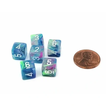Festive 9mm Mini 6 Sided D6 Dice, 6 Pieces - Waterlily with White Numbers - Your Source for Gaming Essentials Best