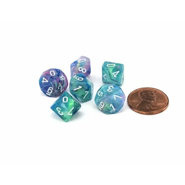 Festive 10mm Mini 10 Sided D10 Dice, 6 Pieces - Waterlily with White Numbers - Your Source for Gaming Essentials Sale