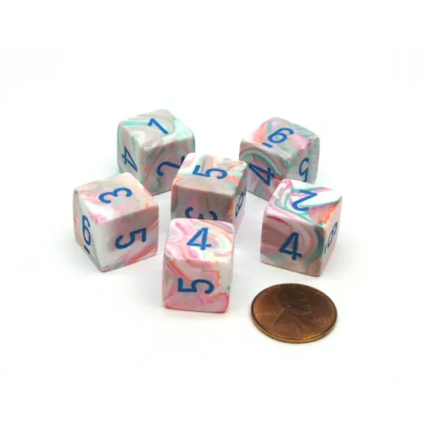 Festive 15mm 6-Sided D6 Numbered Chessex Dice, 6 Pieces - Pop Art with Blue - Your Source for Gaming Essentials Best