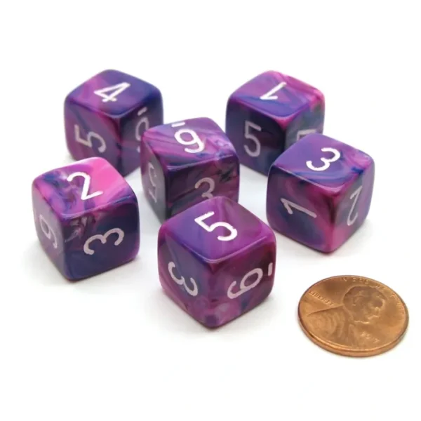 Festive 15mm 6-Sided D6 Numbered Chessex Dice, 6 Pieces - Violet with White - Your Source for Gaming Essentials Cheap