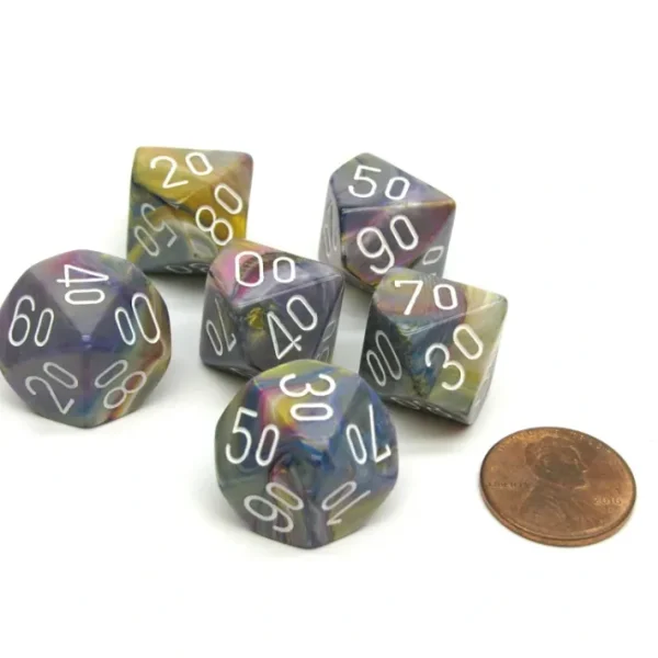 Festive 16mm Tens D10 (00-90) Dice, 6 Pieces - Carousel with White Numbers - Your Source for Gaming Essentials Discount