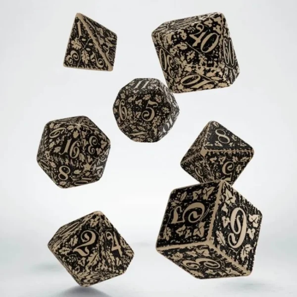 Forest Dice Set 3D Beige/Black (7) - Your Source for Gaming Essentials Fashion