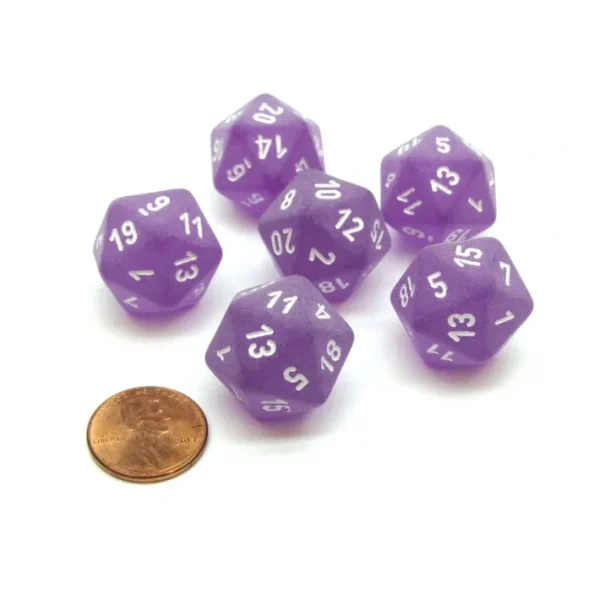 Frosted 20 Sided D20 Chessex Dice, 6 Pieces - Purple with White Numbers - Your Source for Gaming Essentials Best