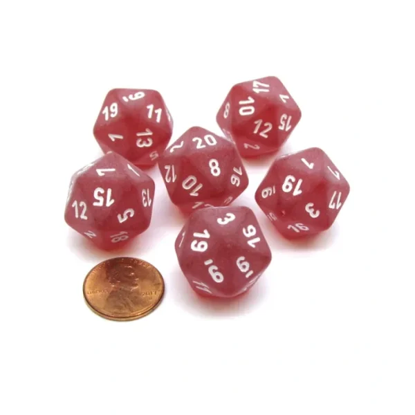 Frosted 20 Sided D20 Chessex Dice, 6 Pieces - Red with White Numbers - Your Source for Gaming Essentials Best Sale