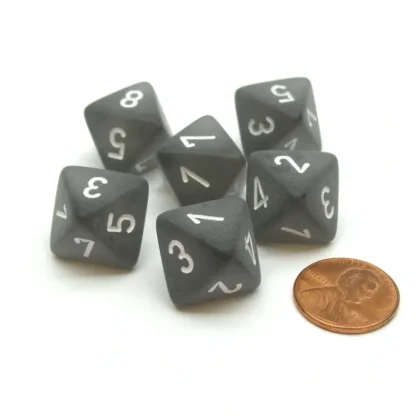 Frosted 15mm 8 Sided D8 Chessex Dice, 6 Pieces - Smoke with White - Your Source for Gaming Essentials Cheap