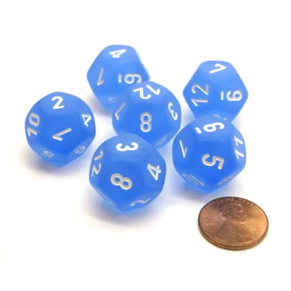 Frosted 18mm 12 Sided D12 Chessex Dice, 6 Pieces - Blue with White - Your Source for Gaming Essentials Best Sale
