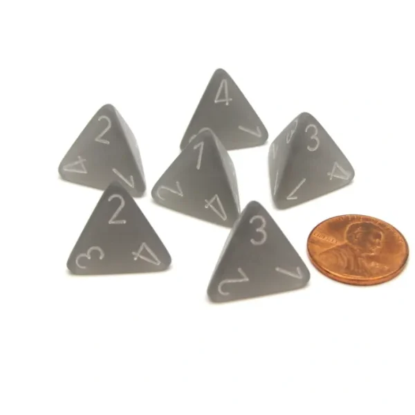 Frosted 18mm 4 Sided D4 Chessex Dice, 6 Pieces - Smoke with White - Your Source for Gaming Essentials Cheap