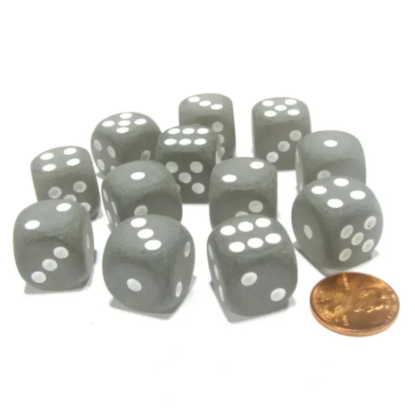 Frosted 16mm D6 Chessex Dice Block (12 Dice) - Smoke with White Pips - Your Source for Gaming Essentials Best