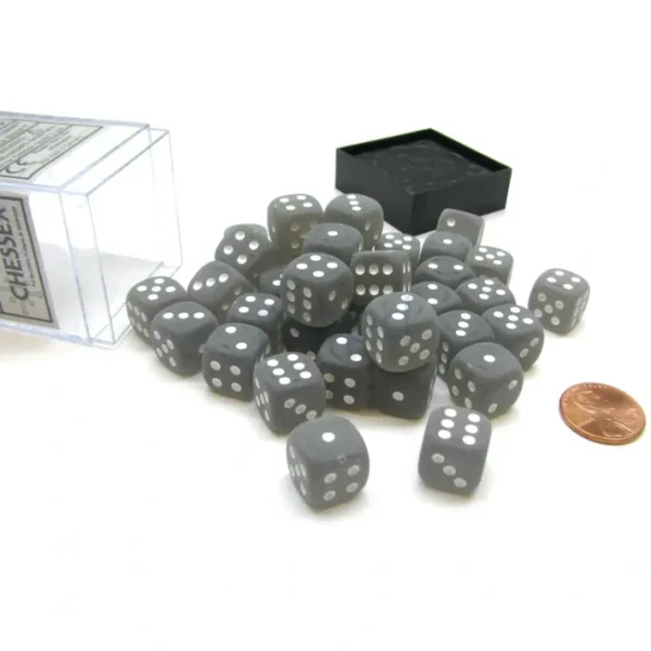 Frosted 12mm D6 Chessex Dice Block (36 Die) - Smoke with White Pips - Your Source for Gaming Essentials Best Sale