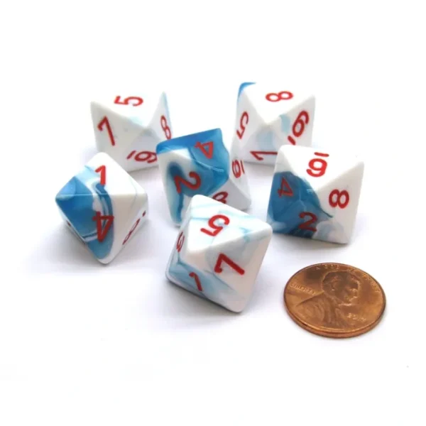 Gemini 15mm 8 Sided D8 Chessex Dice, 6 Pieces - Astral Blue-White with Red - Your Source for Gaming Essentials Sale
