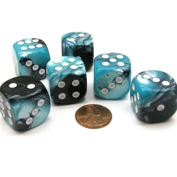 Gemini 20mm Big D6 Chessex Dice, 6 Pieces - Black-Shell with White Pips - Your Source for Gaming Essentials Best