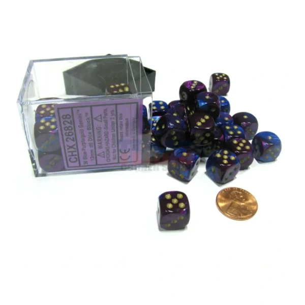 Gemini 12mm D6 Chessex Dice Block (36 Dice) - Blue-Purple with Gold Pips - Your Source for Gaming Essentials Shop