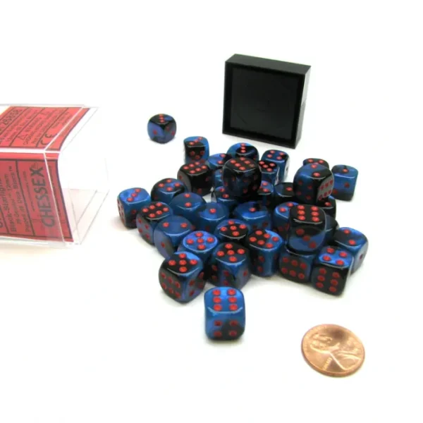 Gemini 12mm D6 Chessex Dice Block (36 Die) - Black-Starlight with Red Pips - Your Source for Gaming Essentials Flash Sale