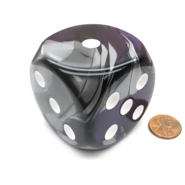 Gemini 50mm Huge Large D6 Chessex Dice, 1 Piece - Purple-Steel with White Pips - Your Source for Gaming Essentials Flash Sale