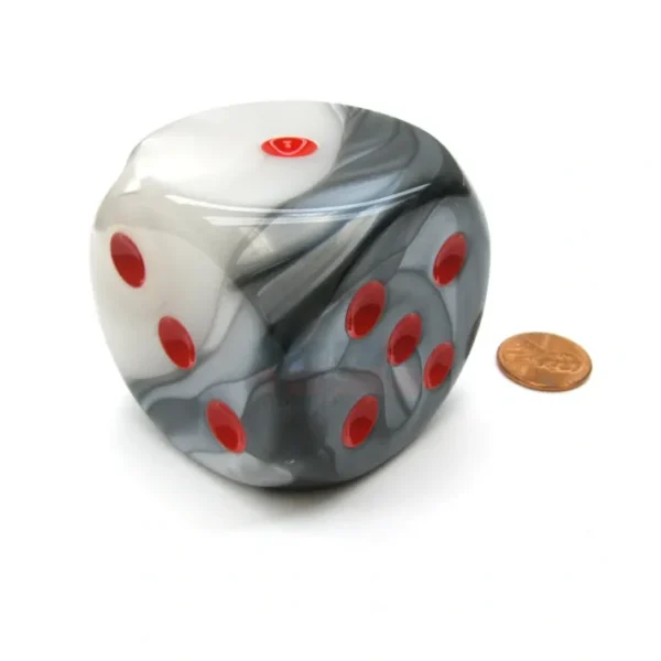 Gemini 50mm Huge Large D6 Chessex Dice, 1 Piece - Black-White with Red Pips - Your Source for Gaming Essentials Sale