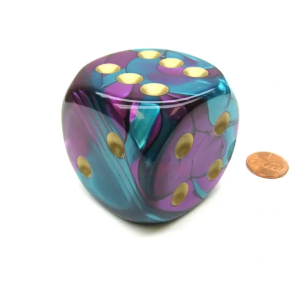 Gemini 50mm Huge Large D6 Chessex Dice, 1 Piece - Purple-Teal with Gold Pips - Your Source for Gaming Essentials Best Sale