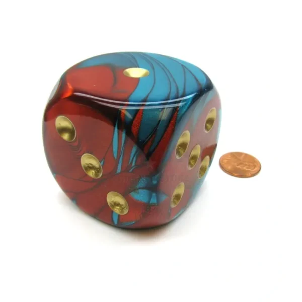 Gemini 50mm Huge Large D6 Chessex Dice, 1 Piece - Red-Teal with Gold Pips - Your Source for Gaming Essentials Best
