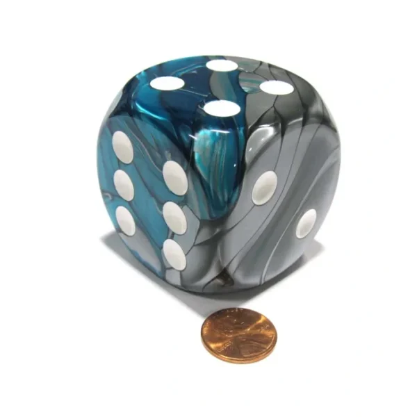 Gemini 50mm Huge Large D6 Chessex Dice, 1 Piece - Steel-Teal with White Pips - Your Source for Gaming Essentials Best Sale