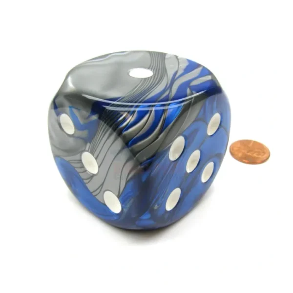 Gemini 50mm Huge Large D6 Chessex Dice, 1 Piece - Blue-Steel with White Pips - Your Source for Gaming Essentials Outlet