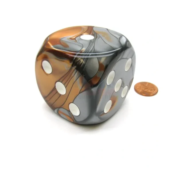 Gemini 50mm Huge Large D6 Chessex Dice, 1 Piece - Copper-Steel with White Pips - Your Source for Gaming Essentials Best