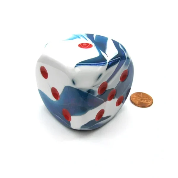 Gemini 50mm Huge Large D6 Chessex Dice, 1 Piece - Astral Blue-White with Red Pip - Your Source for Gaming Essentials Cheap
