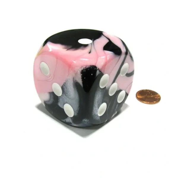 Gemini 50mm Huge Large D6 Chessex Dice, 1 Piece - Black-Pink with White Pips - Your Source for Gaming Essentials Best