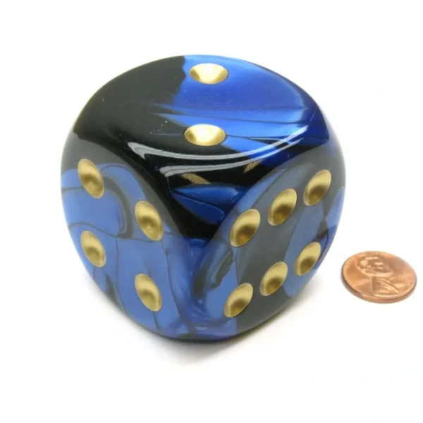 Gemini 50mm Huge Large D6 Chessex Dice, 1 Piece - Black-Blue with Gold Pips - Your Source for Gaming Essentials Best