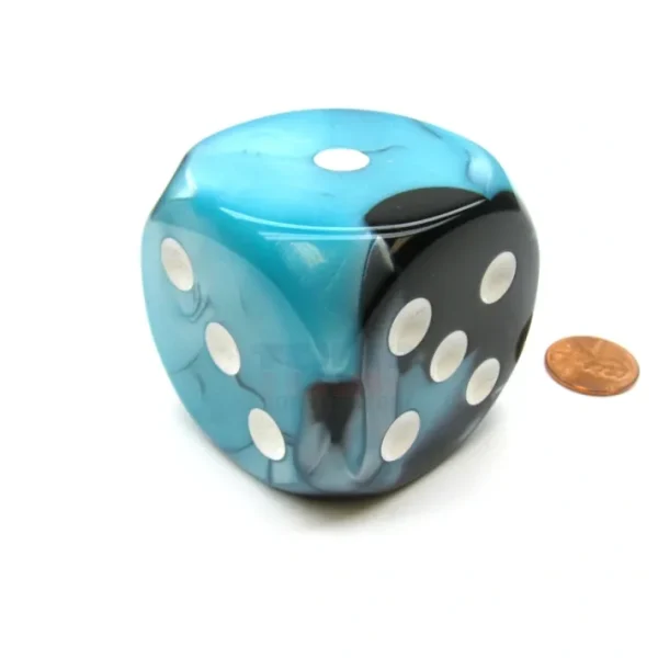 Gemini 50mm Huge Large D6 Chessex Dice, 1 Piece - Black-Shell with White Pips - Your Source for Gaming Essentials Sale