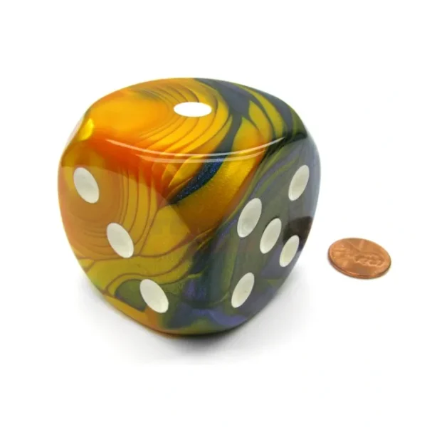 Gemini 50mm Huge Large D6 Chessex Dice, 1 Piece - Masquerade-Yellow with White - Your Source for Gaming Essentials Shop