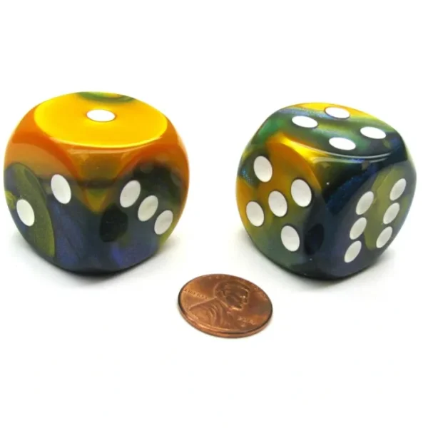 Gemini 30mm Large D6 Chessex Dice, 2 Pieces - Masquerade with White Pips - Your Source for Gaming Essentials Best Sale