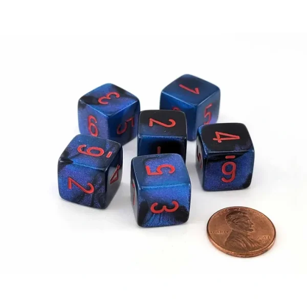 Gemini 15mm 6-Sided D6 Numbered Dice, 6 Pieces - Black-Starlight with Red - Your Source for Gaming Essentials Best Sale
