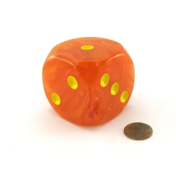 Ghostly Glow 50mm Huge Large D6 Chessex Dice, 1 Piece - Orange with Yellow Pips - Your Source for Gaming Essentials Outlet
